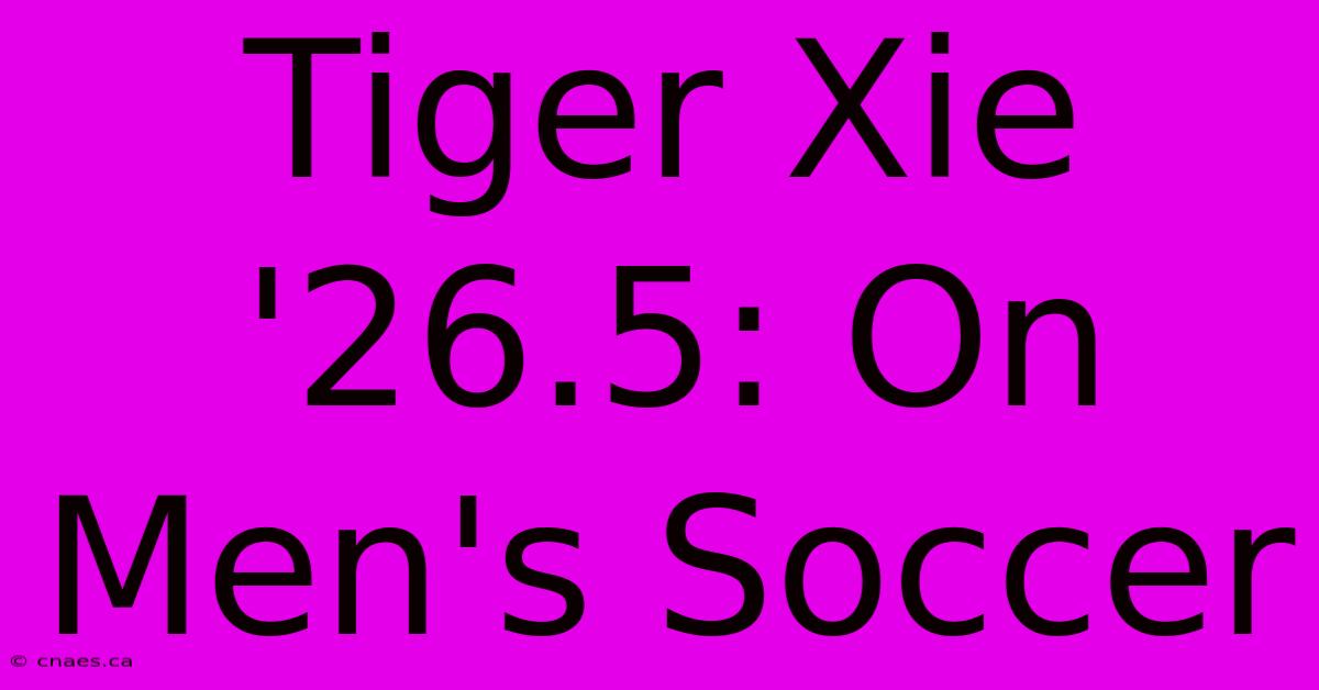 Tiger Xie '26.5: On Men's Soccer