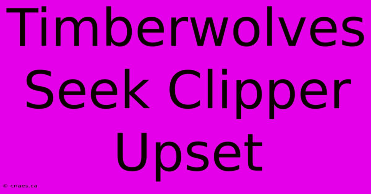 Timberwolves Seek Clipper Upset