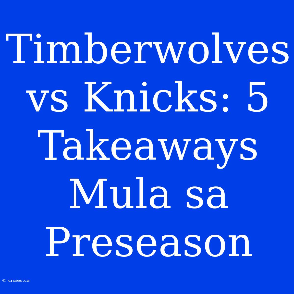 Timberwolves Vs Knicks: 5 Takeaways Mula Sa Preseason