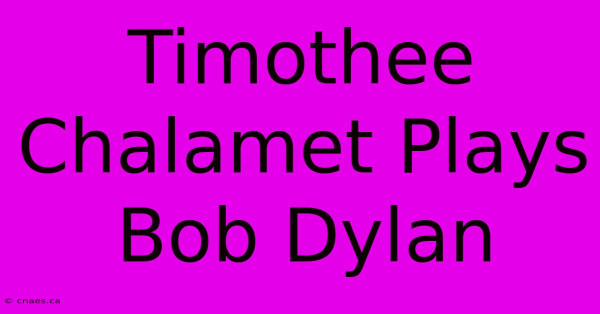 Timothee Chalamet Plays Bob Dylan