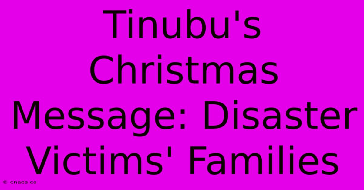 Tinubu's Christmas Message: Disaster Victims' Families