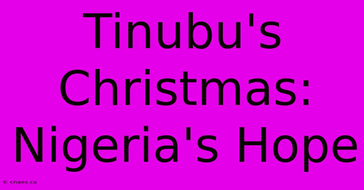 Tinubu's Christmas: Nigeria's Hope