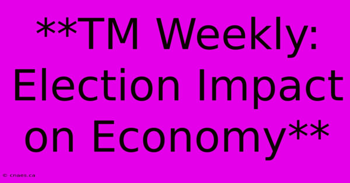 **TM Weekly: Election Impact On Economy**