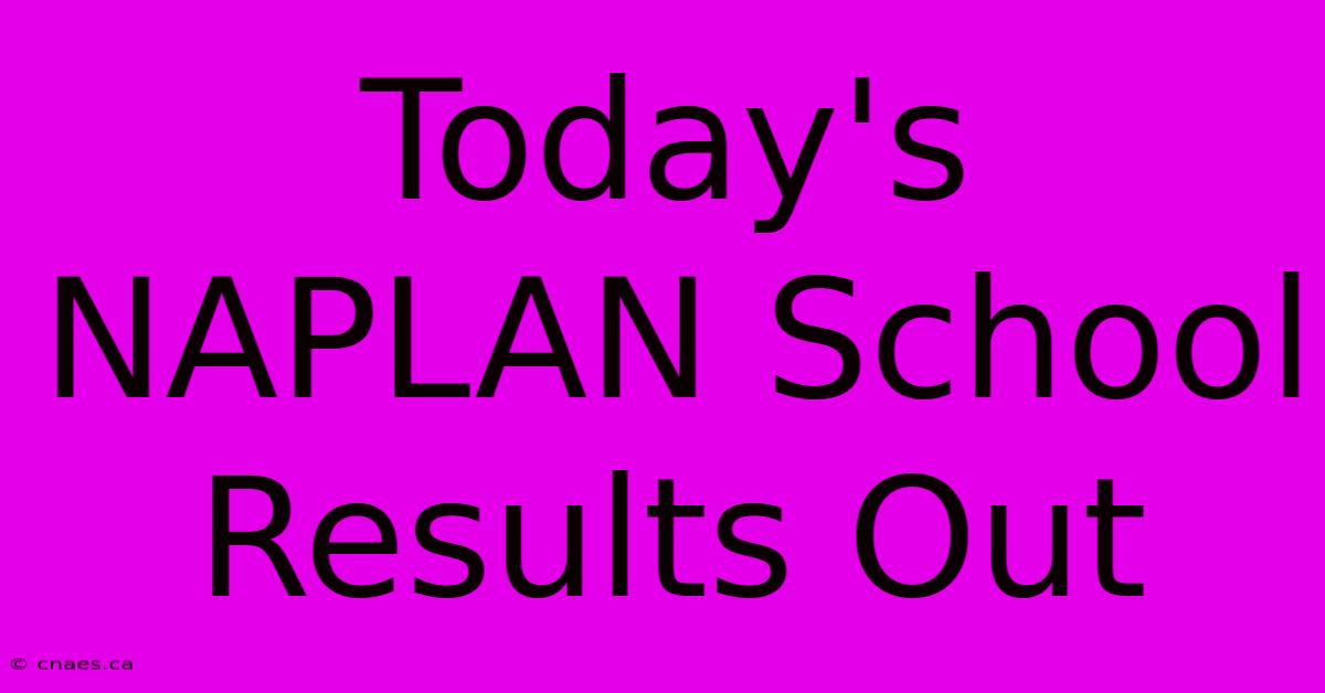 Today's NAPLAN School Results Out