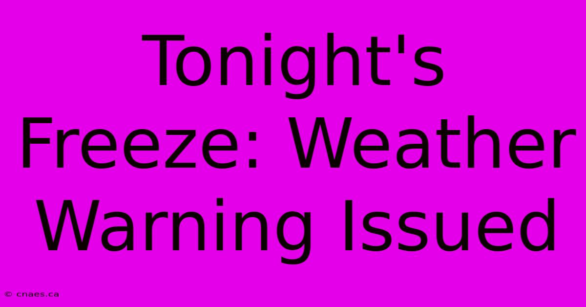 Tonight's Freeze: Weather Warning Issued