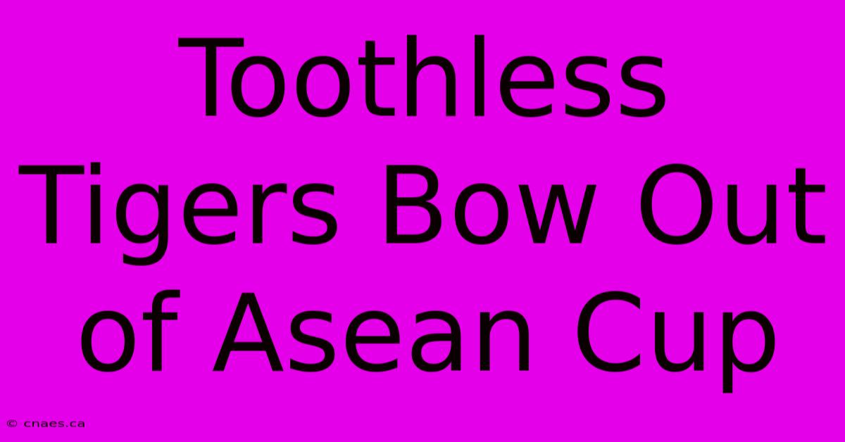 Toothless Tigers Bow Out Of Asean Cup