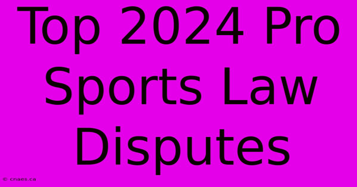 Top 2024 Pro Sports Law Disputes