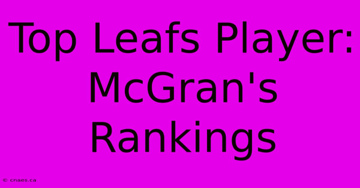 Top Leafs Player: McGran's Rankings