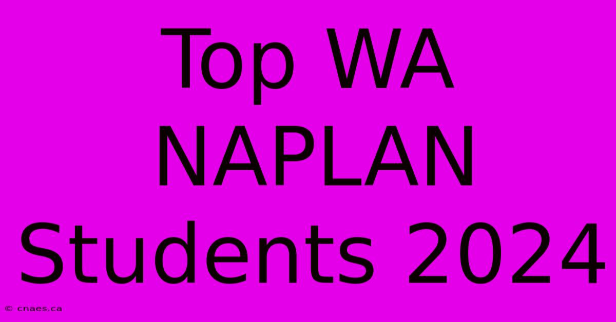 Top WA NAPLAN Students 2024