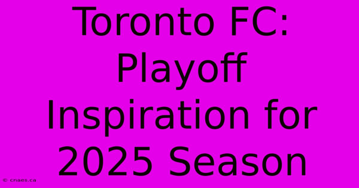 Toronto FC: Playoff Inspiration For 2025 Season