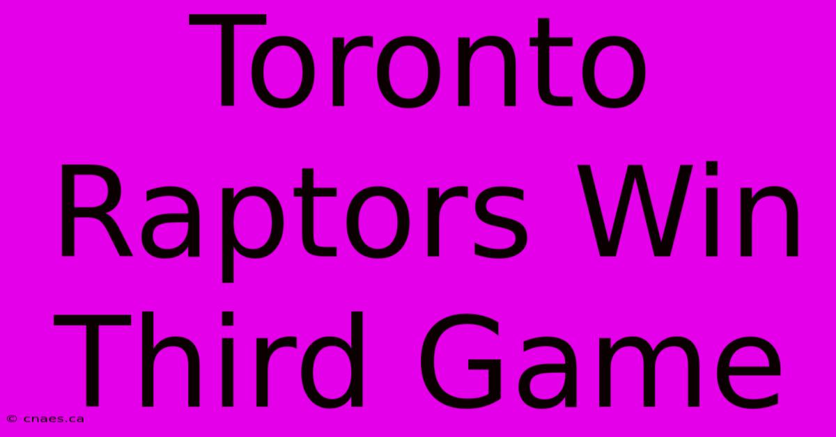 Toronto Raptors Win Third Game