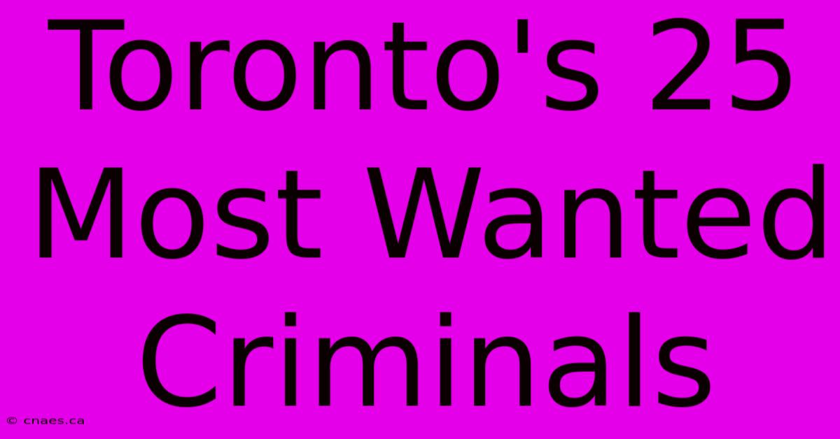 Toronto's 25 Most Wanted Criminals