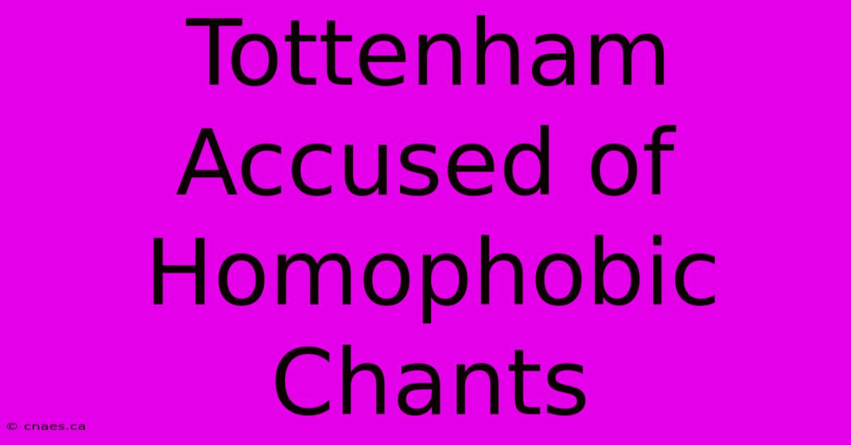 Tottenham Accused Of Homophobic Chants