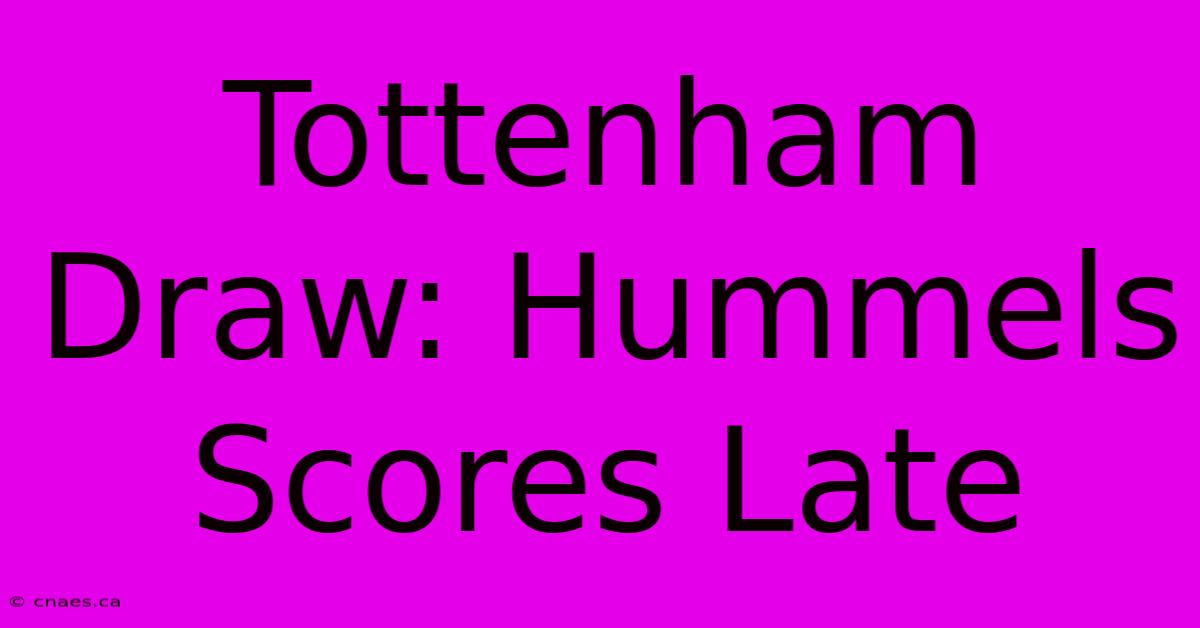 Tottenham Draw: Hummels Scores Late