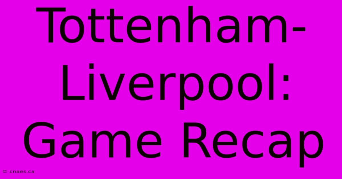 Tottenham-Liverpool: Game Recap