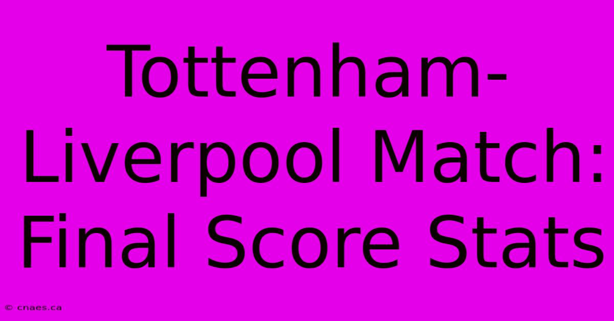 Tottenham-Liverpool Match: Final Score Stats