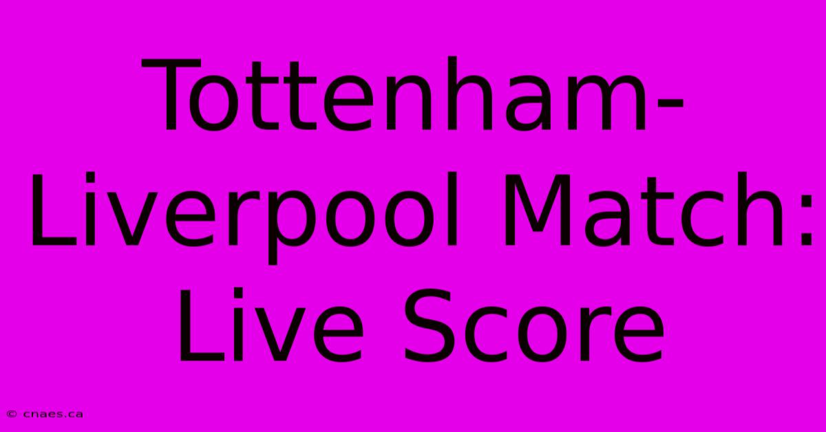 Tottenham-Liverpool Match: Live Score