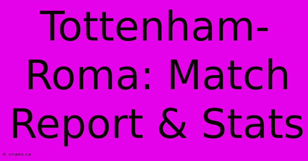 Tottenham-Roma: Match Report & Stats