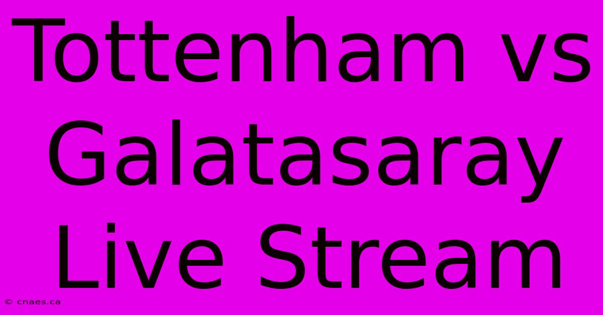 Tottenham Vs Galatasaray Live Stream