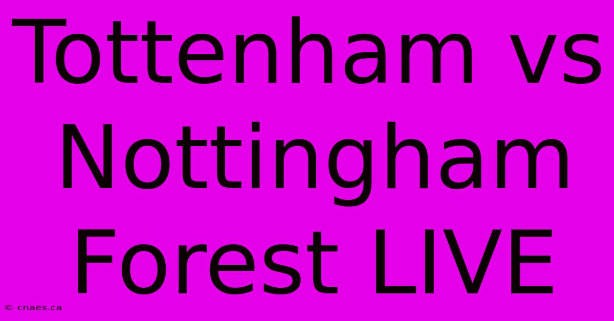 Tottenham Vs Nottingham Forest LIVE