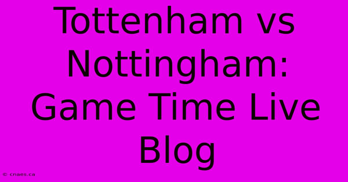 Tottenham Vs Nottingham: Game Time Live Blog