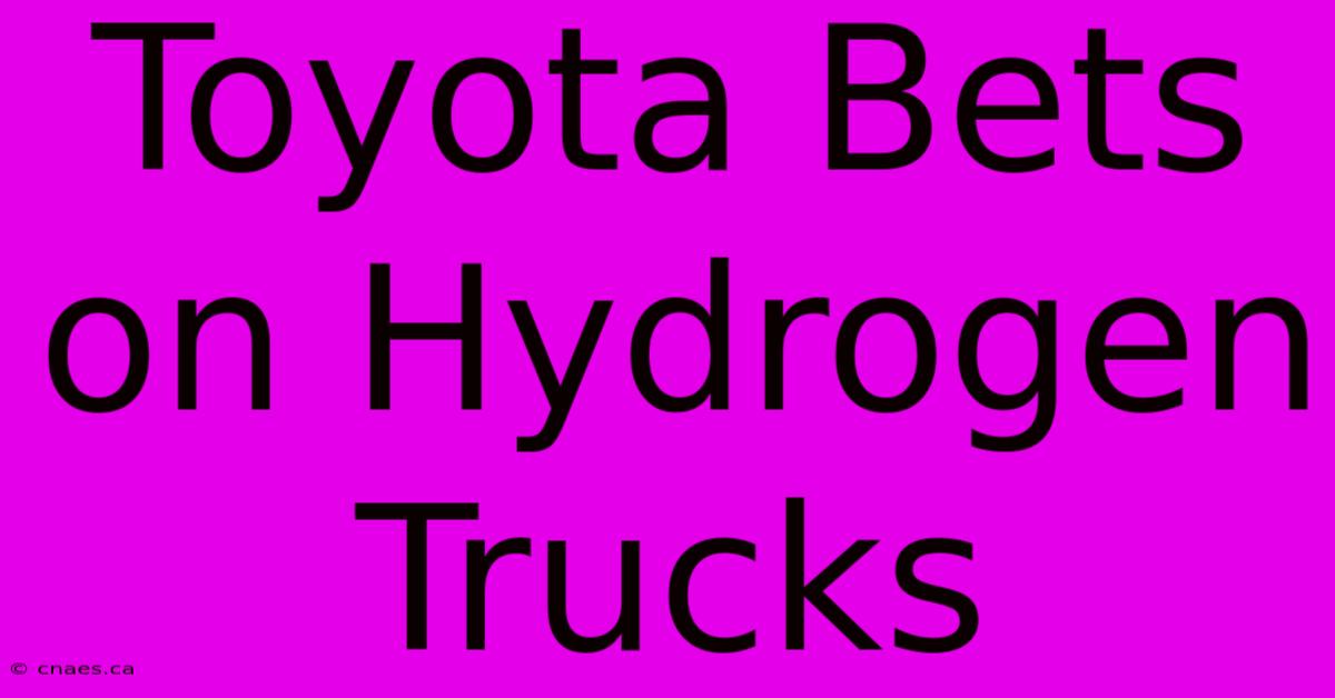 Toyota Bets On Hydrogen Trucks