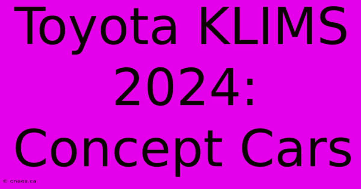 Toyota KLIMS 2024: Concept Cars