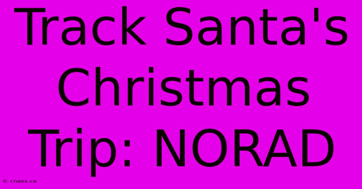 Track Santa's Christmas Trip: NORAD