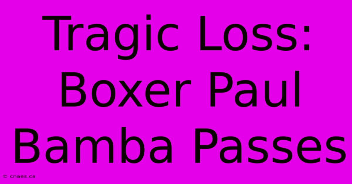 Tragic Loss: Boxer Paul Bamba Passes