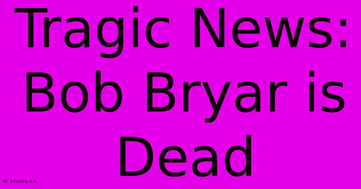 Tragic News: Bob Bryar Is Dead