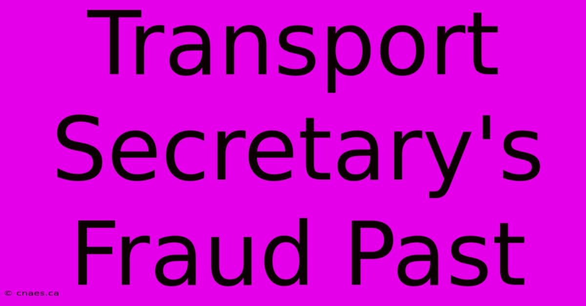 Transport Secretary's Fraud Past