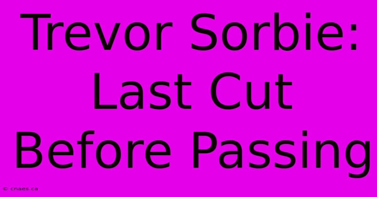 Trevor Sorbie: Last Cut Before Passing