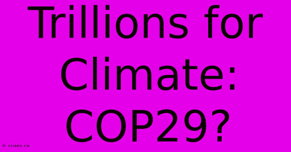 Trillions For Climate: COP29?