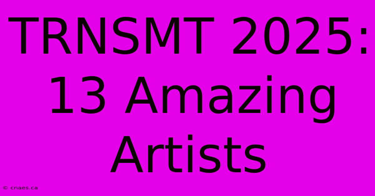 TRNSMT 2025: 13 Amazing Artists