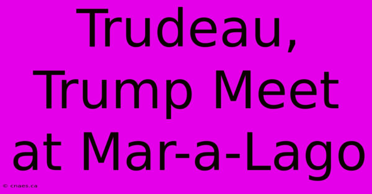 Trudeau, Trump Meet At Mar-a-Lago