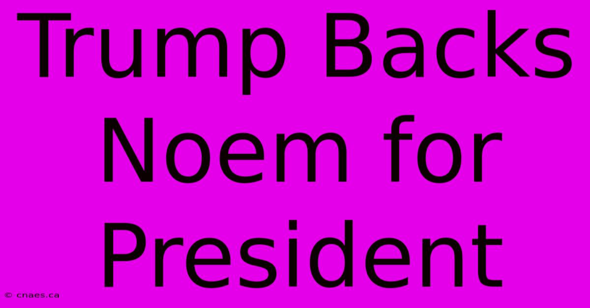 Trump Backs Noem For President