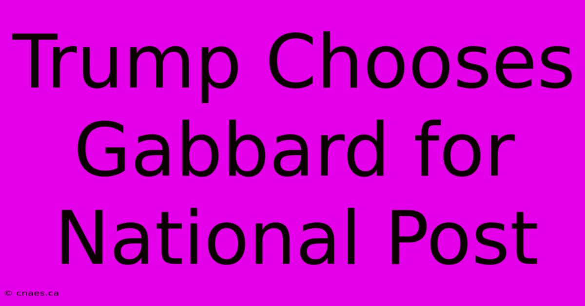 Trump Chooses Gabbard For National Post