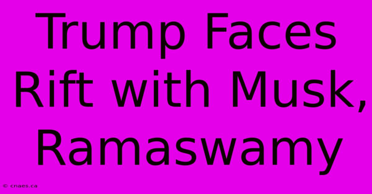 Trump Faces Rift With Musk, Ramaswamy