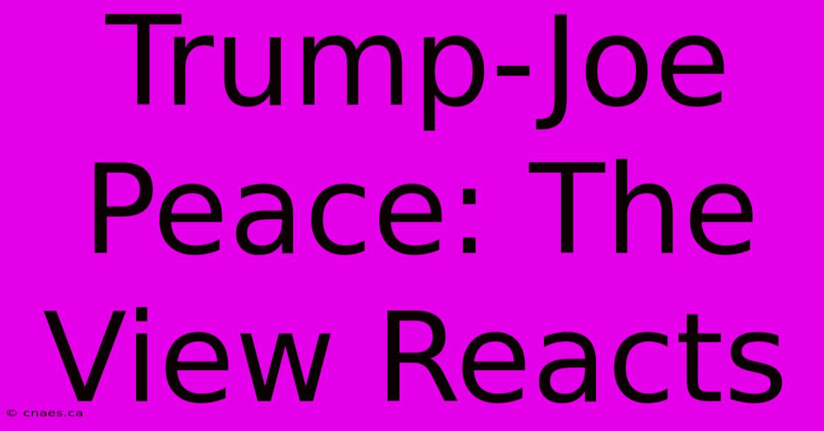 Trump-Joe Peace: The View Reacts