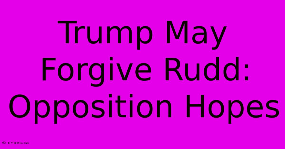 Trump May Forgive Rudd: Opposition Hopes