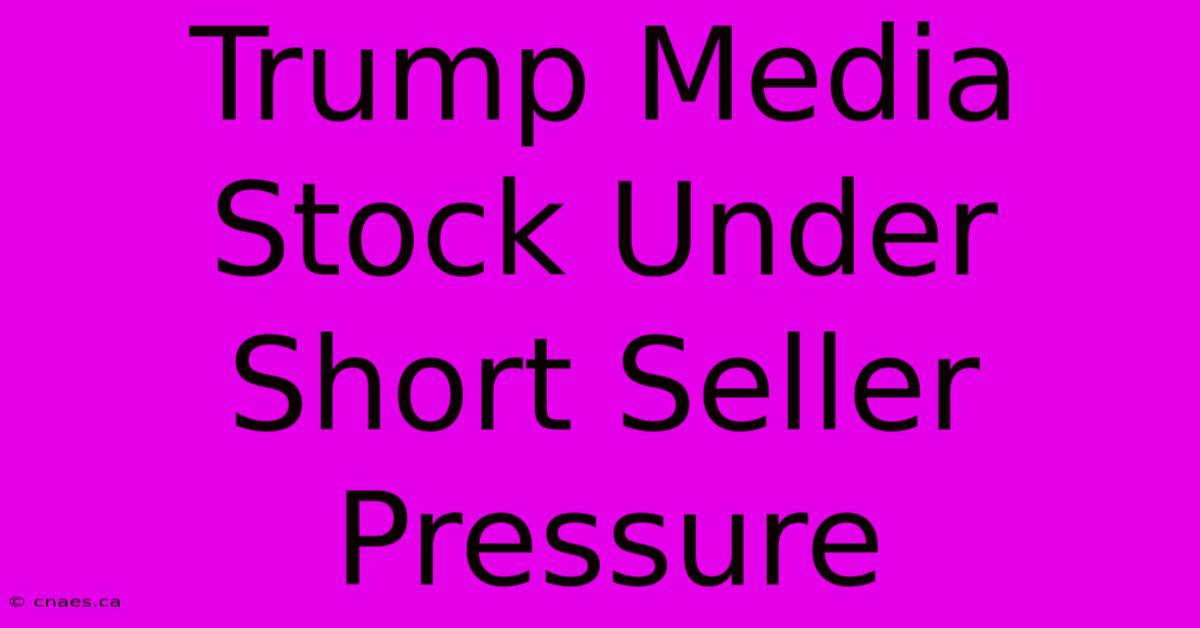 Trump Media Stock Under Short Seller Pressure