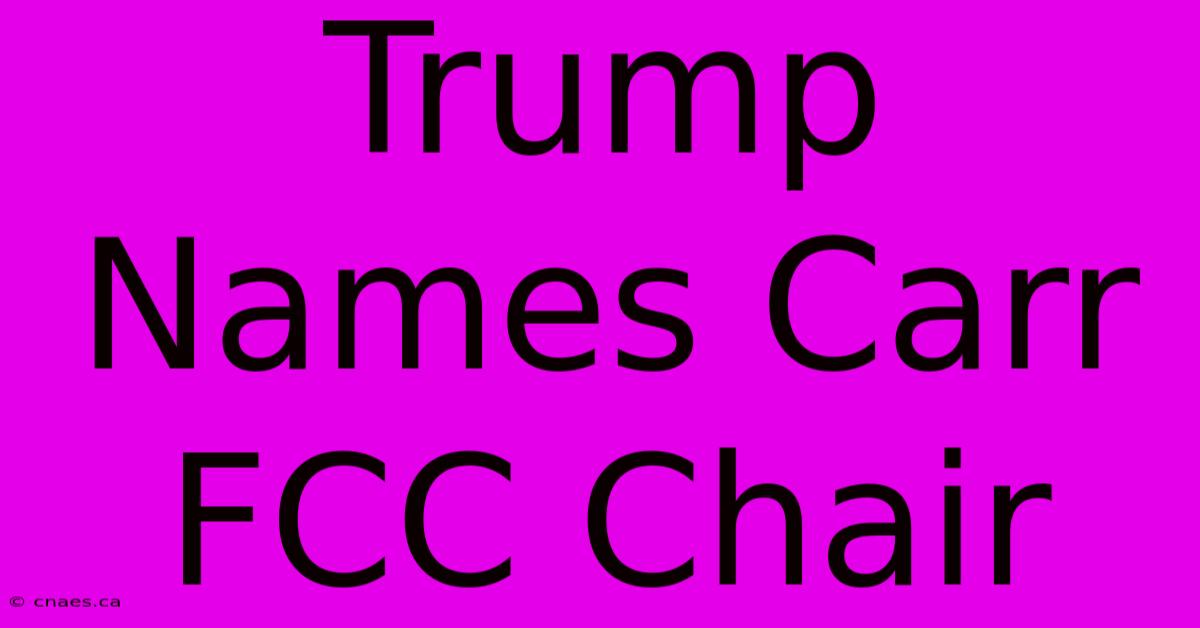 Trump Names Carr FCC Chair