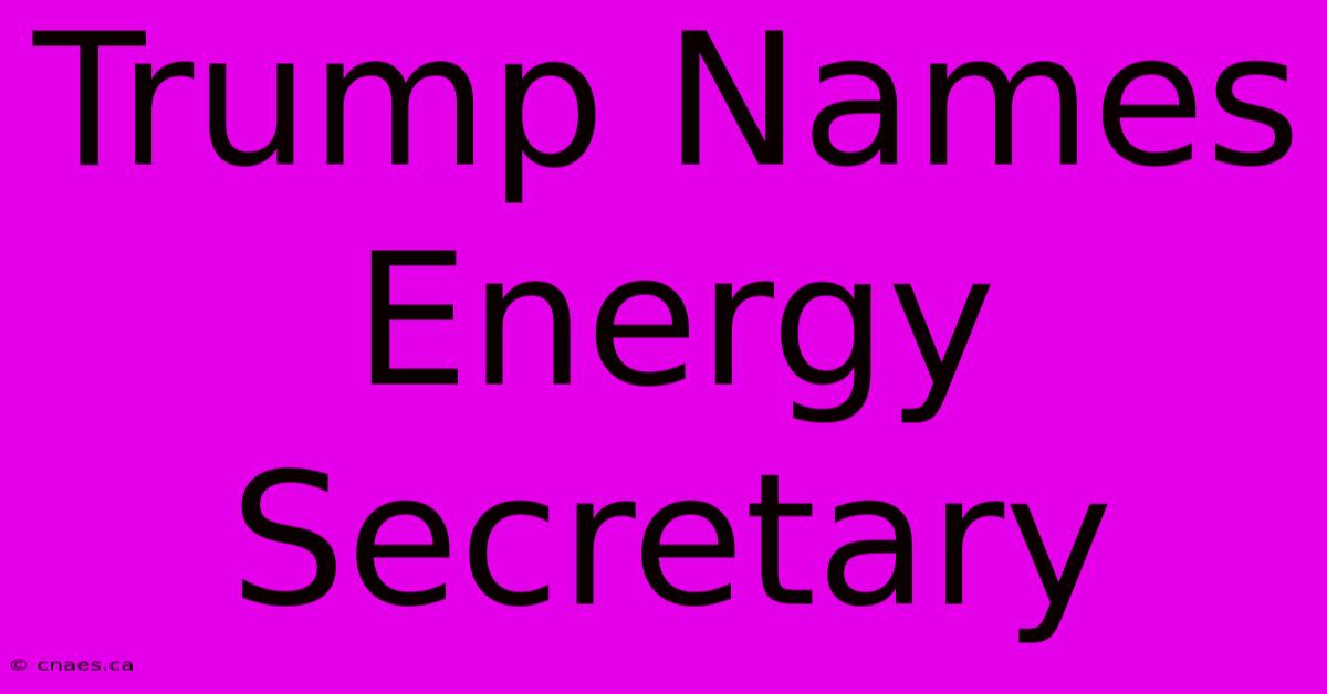 Trump Names Energy Secretary