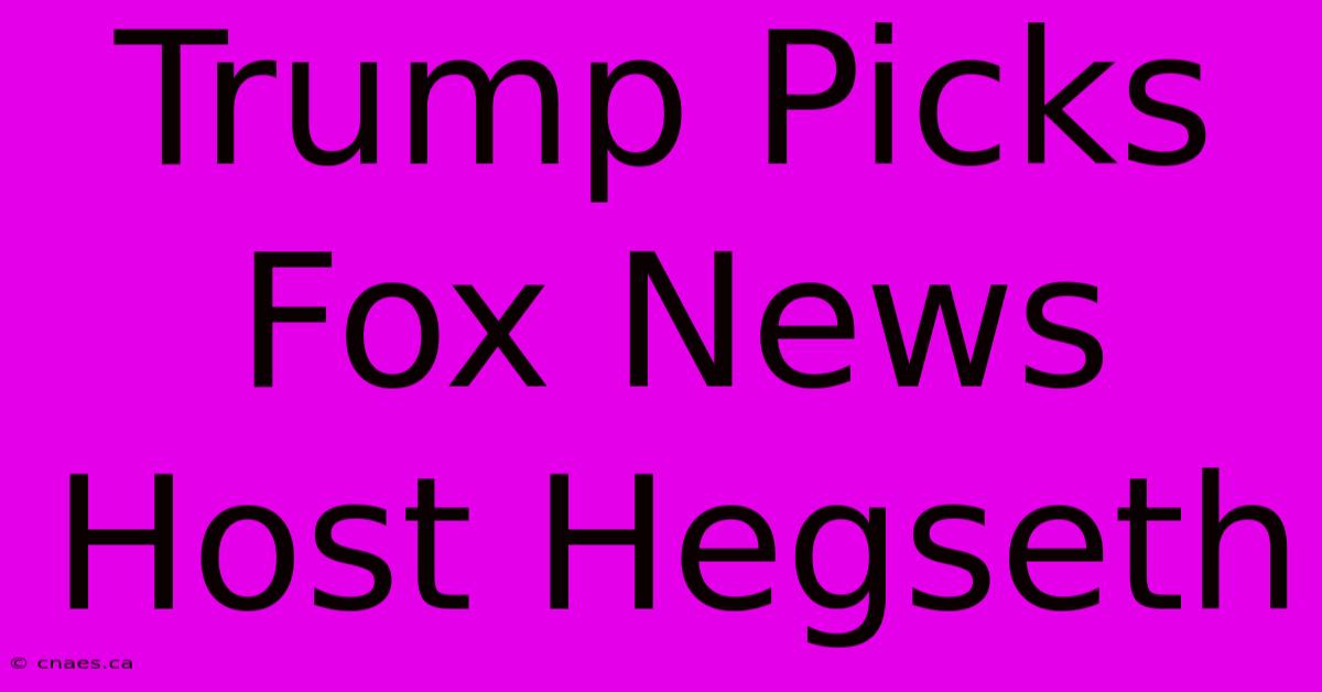 Trump Picks Fox News Host Hegseth