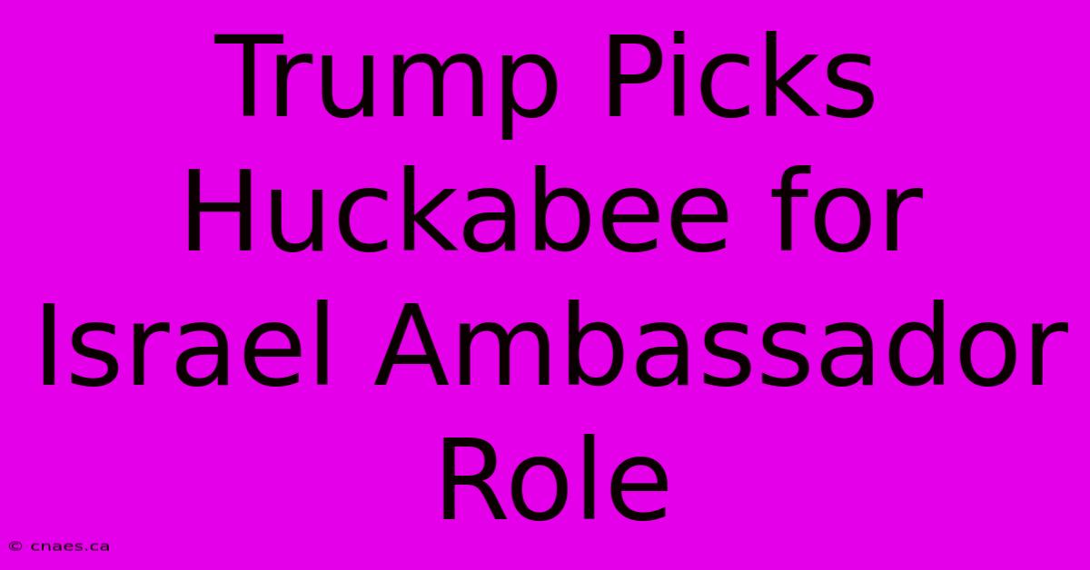 Trump Picks Huckabee For Israel Ambassador Role 