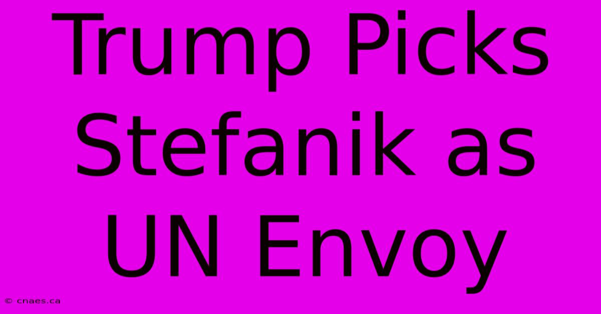 Trump Picks Stefanik As UN Envoy