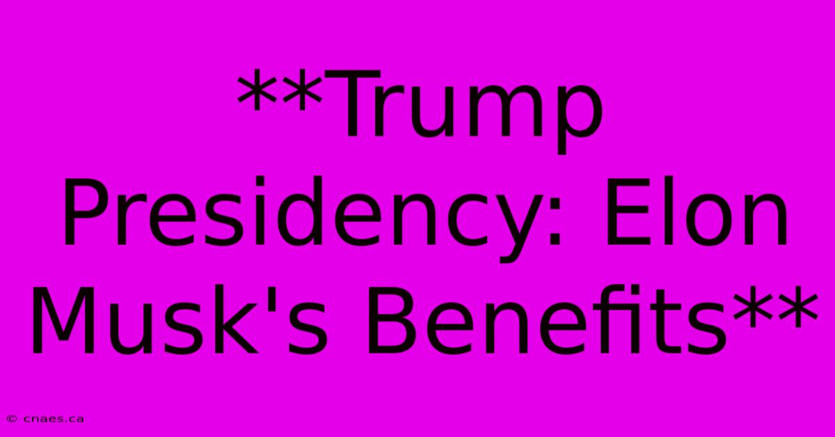 **Trump Presidency: Elon Musk's Benefits**