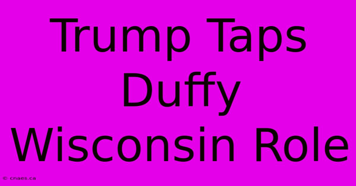 Trump Taps Duffy Wisconsin Role