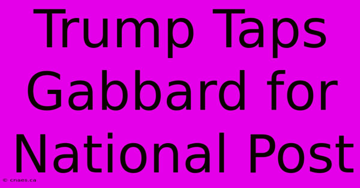 Trump Taps Gabbard For National Post