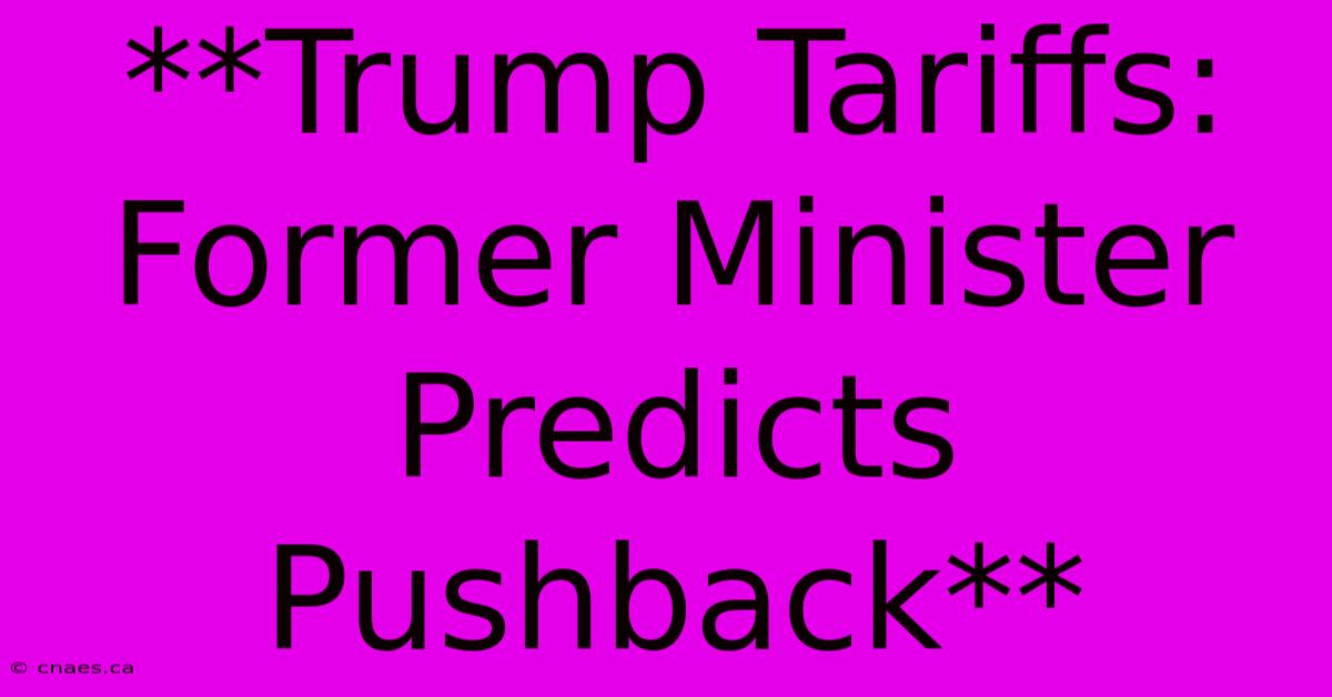 **Trump Tariffs: Former Minister Predicts Pushback**